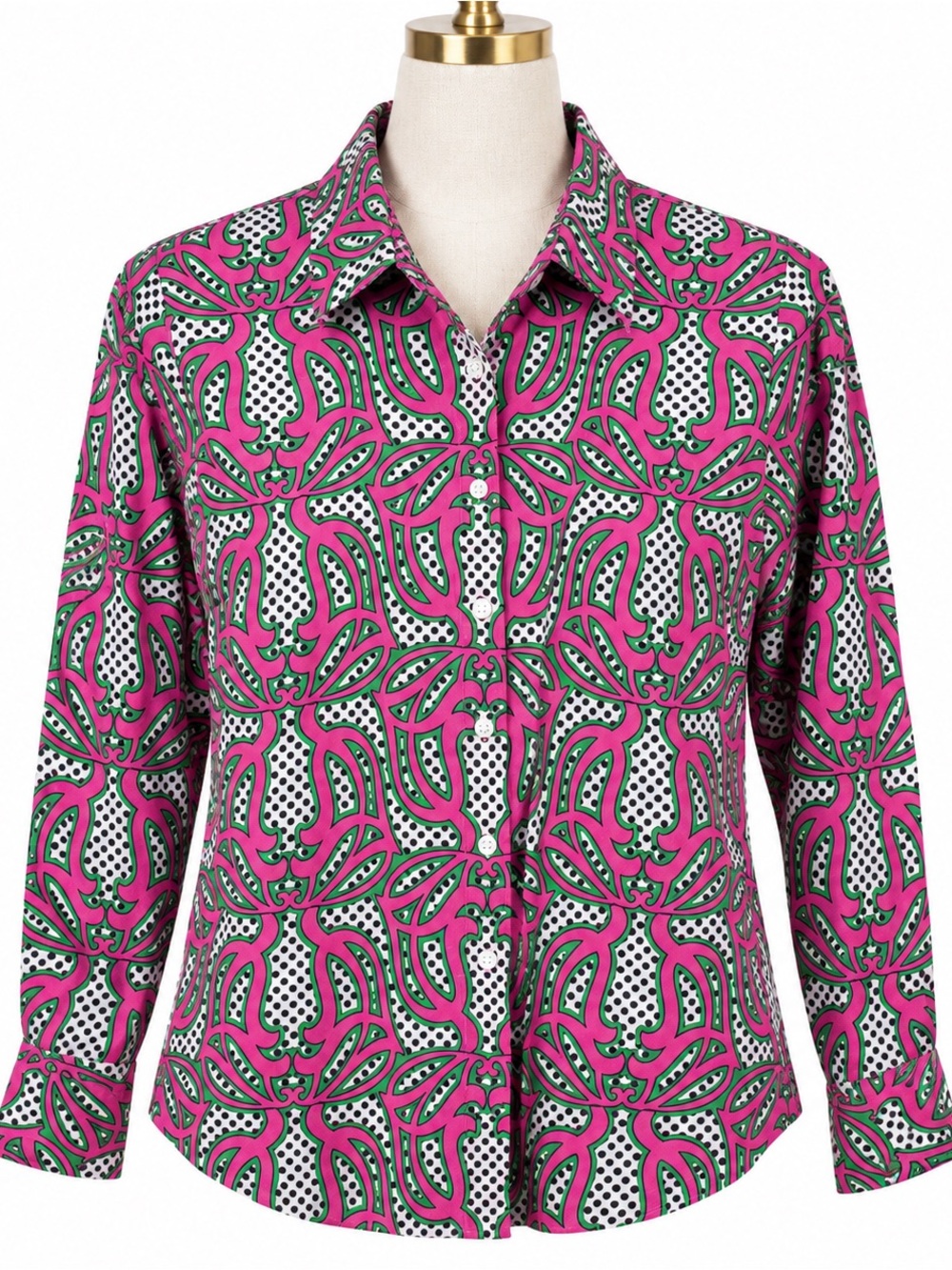 J.Crew The Perfect Shirt Pink & Green Patterned Button-Up shirt size medium